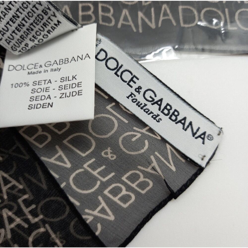 Dolce & Gabbana Signature Logo Silk Monogram Neck Hair Handbag Scarf  NWT - Picture 8 of 12